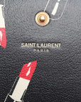 Pre-Loved Kate Chain Wallet Crossbody Bag Lipstick Print Leather Small with Gold Hardware, Black
