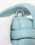 Pre-Loved Horsebit Chain Shoulder Bag Quilted Leather Small with Silver Hardware, Light Blue