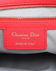 Pre-Loved Lady Dior Soft Shopping Tote Cannage Leather Large with Silver Hardware, Red