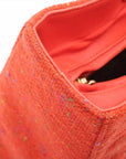 Pre-Loved Lady Dior Handbag Cannage Tweed Large with Gold Hardware, Red