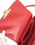 Pre-Loved Triomphe Shoulder Bag Leather Teen with Gold Hardware, Red