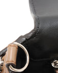 Pre-Loved Baguette Crossbody Bag Monogram Suede Mini with Silver Hardware, Beige