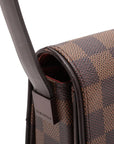 Pre-Loved Tribeca Shoulder Bag Damier Coated Canvas with Gold Hardware, Brown