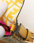 Pre-Loved Baguette Shoulder Bag FF Vertigo Coated Canvas with Gold Hardware, Yellow and White