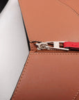 Pre-Loved Hammock Shoulder Bag Striped Leather Medium with Silver Hardware, Tan with Rainbow Multicolor