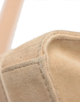 Pre-Loved Lady Dior East West Handbag Cannage Suede with Silver Hardware, Beige