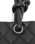 Pre-Loved Cambon Ligne Tote Quilted Leather Large with Silver Hardware, Black