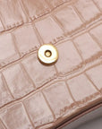 Pre-Loved Hourglass Handbag Crocodile Embossed Leather Small with Gold Hardware, Beige