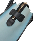 Pre-Loved Luggage Micro Tote Leather Micro with Gold Hardware, Light Blue, Teal Blue, and Black