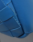 Pre-Loved Intrecciato Backpack Leather with Black Hardware, Blue