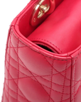 Pre-Loved Lady Dior Handbag Cannage Leather Medium with Gold Hardware, Pink