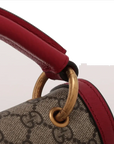 Pre-Loved Queen Margaret Handbag Monogram Coated Canvas Small with Aged Gold Hardware, Beige Ebony Red