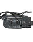 Pre-Loved Le Cagole Crossbody Bag Leather Mini with Silver Hardware, Black