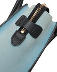 Pre-Loved Luggage Micro Tote Leather Micro with Gold Hardware, Light Blue, Teal Blue, and Black
