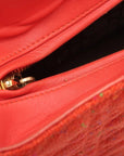Pre-Loved Lady Dior Handbag Cannage Tweed Large with Gold Hardware, Red