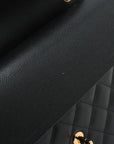 Pre-Loved Classic Double Flap Shoulder Bag Quilted Leather Jumbo with Gold Hardware, Black