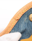 Pre-Loved Pleaty Handbag Monogram Denim Small with Gold Hardware, Blue
