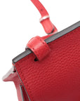 Pre-Loved Bamboo Daily Flap Crossbody Bag Leather with Silver Hardware, Red