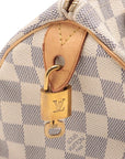Pre-Loved Speedy Handbag Damier Coated Canvas 25 with Gold Hardware, Cream