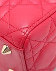 Pre-Loved Lady Dior Handbag Cannage Leather Medium with Gold Hardware, Pink