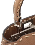 Pre-Loved Peekaboo Handbag Striped Canvas Mini with Silver Hardware, Brown and Beige