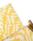 Pre-Loved Baguette Shoulder Bag FF Vertigo Coated Canvas with Gold Hardware, Yellow and White