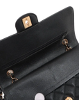 Pre-Loved Classic Double Flap Shoulder Bag Quilted Leather Medium with Gold Hardware, Black