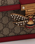 Pre-Loved Queen Margaret Handbag Monogram Coated Canvas Small with Aged Gold Hardware, Beige Ebony Red