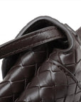 Pre-Loved Andiamo Crossbody Bag Intrecciato Leather Small with Gold Hardware, Dark Brown
