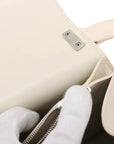 Pre-Loved Crush Sling Shoulder Bag Leather Small with Silver Hardware, Cream