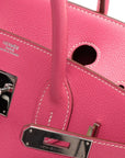 Pre-Loved Birkin Handbag Leather 30 with Palladium Hardware, Pink