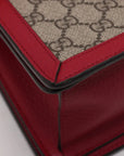 Pre-Loved Queen Margaret Handbag Monogram Coated Canvas Small with Aged Gold Hardware, Beige Ebony Red