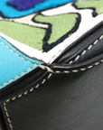 Pre-Loved Puzzle Handbag Embroidered Leather Small with Silver Hardware, Black Multicolor