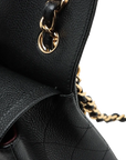 Pre-Loved Classic Double Flap Shoulder Bag Quilted Leather Jumbo with Gold Hardware, Black