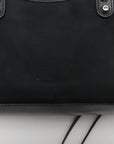 Pre-Loved Classic City Handbag Canvas Plain Mini with Silver Hardware, Black