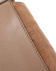 Pre-Loved Baguette Crossbody Bag Monogram Suede Mini with Silver Hardware, Beige