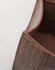 Pre-Loved Hourglass Handbag Crocodile Embossed Leather Small with Gold Hardware, Beige