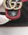Pre-Loved GG Marmont Top Handle Handbag Quilted Leather Mini with Gold Hardware, Black