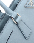 Pre-Loved Galleria Tote Leather Medium with Silver Hardware, Light Blue