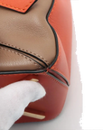 Pre-Loved Puzzle Handbag Leather Small with Gold Hardware, Taupe/Orange/Black
