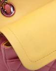 Pre-Loved Classic Double Flap Shoulder Bag Quilted Leather Small with Rainbow Iridescent Hardware, Pink