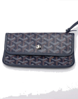 Pre-Loved Saint Louis Tote Goyardine Coated Canvas PM with Silver Hardware, Navy