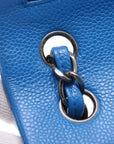 Pre-Loved Classic Double Flap Shoulder Bag Quilted Leather Jumbo with Ruthenium Hardware, Blue