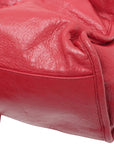 Pre-Loved City Handbag Leather with Matte Black Hardware, Red