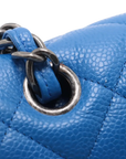 Pre-Loved Classic Double Flap Shoulder Bag Quilted Leather Jumbo with Ruthenium Hardware, Blue