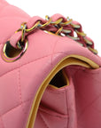 Pre-Loved Classic Double Flap Shoulder Bag Quilted Leather Small with Rainbow Iridescent Hardware, Pink