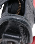 Pre-Loved Classic City Handbag Striped Leather Small with Aged Bronze Hardware, Black, White, Pink, Red