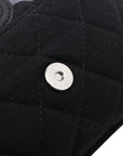 Pre-Loved Quilted Flap Bag with Foldable Tote Crossbody Bag Quilted Canvas Mini with Silver Hardware, Black