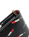 Pre-Loved Kate Chain Wallet Crossbody Bag Lipstick Print Leather Small with Gold Hardware, Black