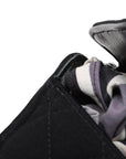 Pre-Loved Quilted Flap Bag with Foldable Tote Crossbody Bag Quilted Canvas Mini with Silver Hardware, Black